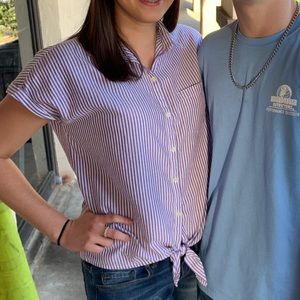 Purple casual shirt. Front tie